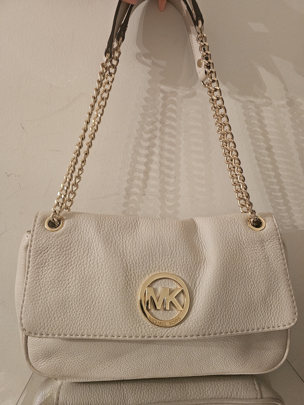 Michael Kors Cream Leather Chain Shoulder Bag
